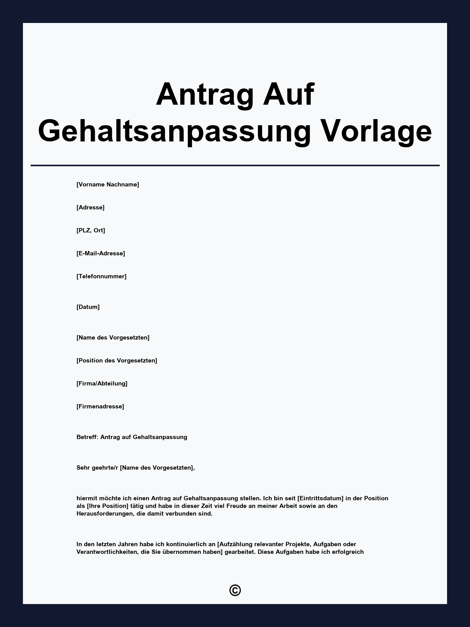 Antrag Auf Gehaltsanpassung Vorlage