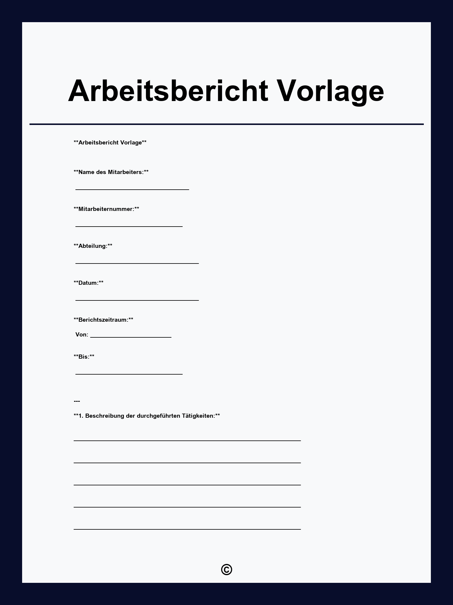 Arbeitsbericht Vorlage