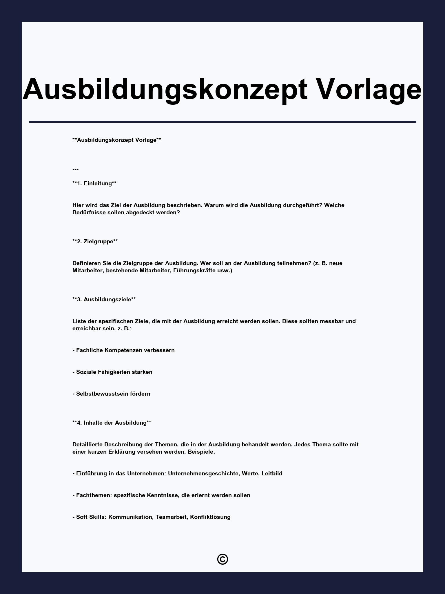 Ausbildungskonzept Vorlage