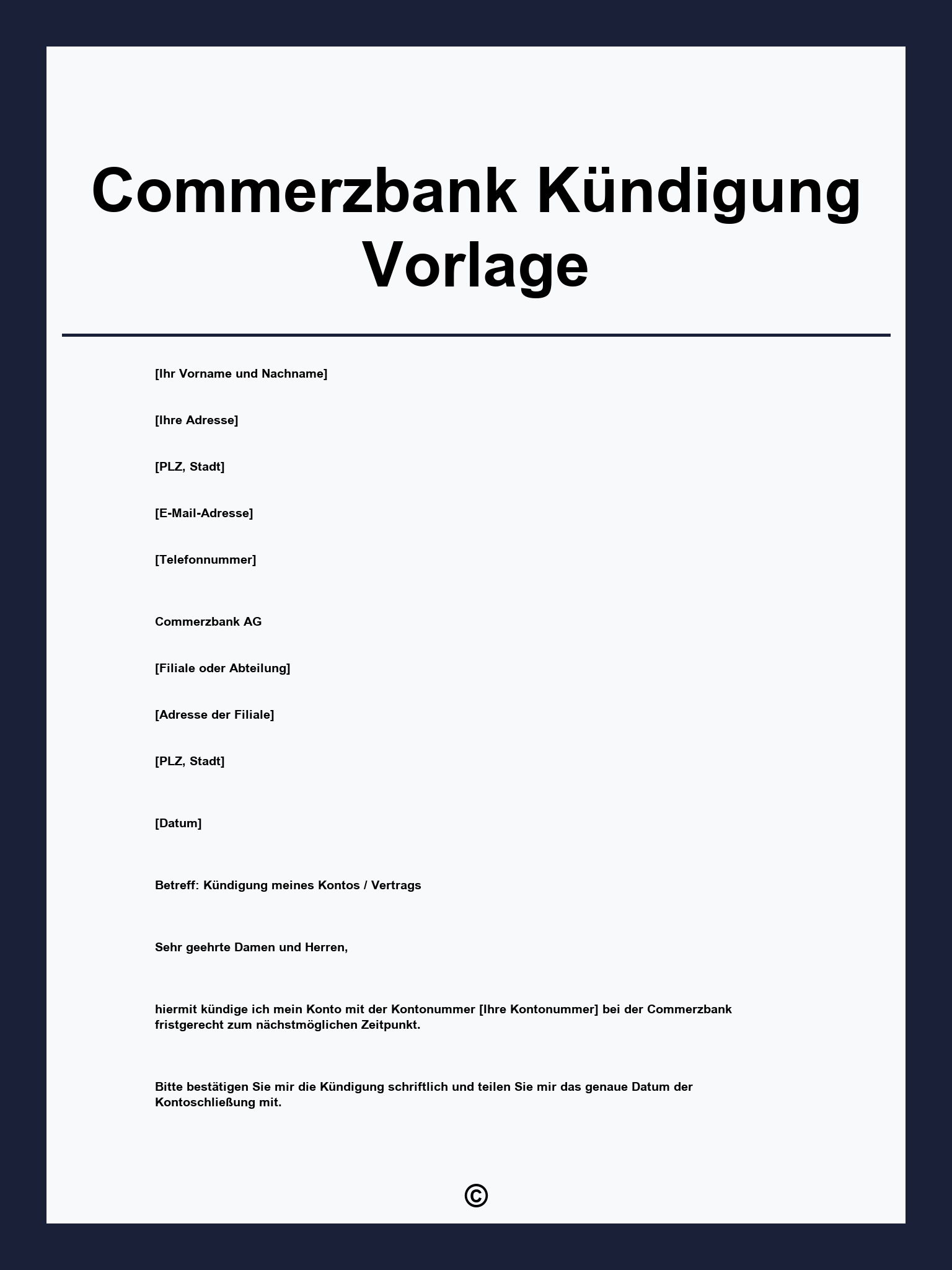 Commerzbank Kündigung Vorlage