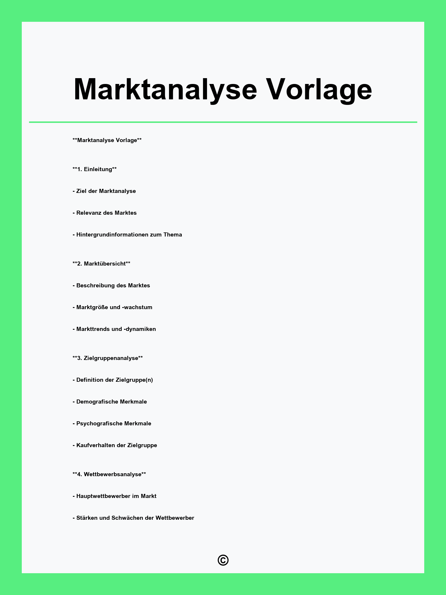 Marktanalyse Vorlage