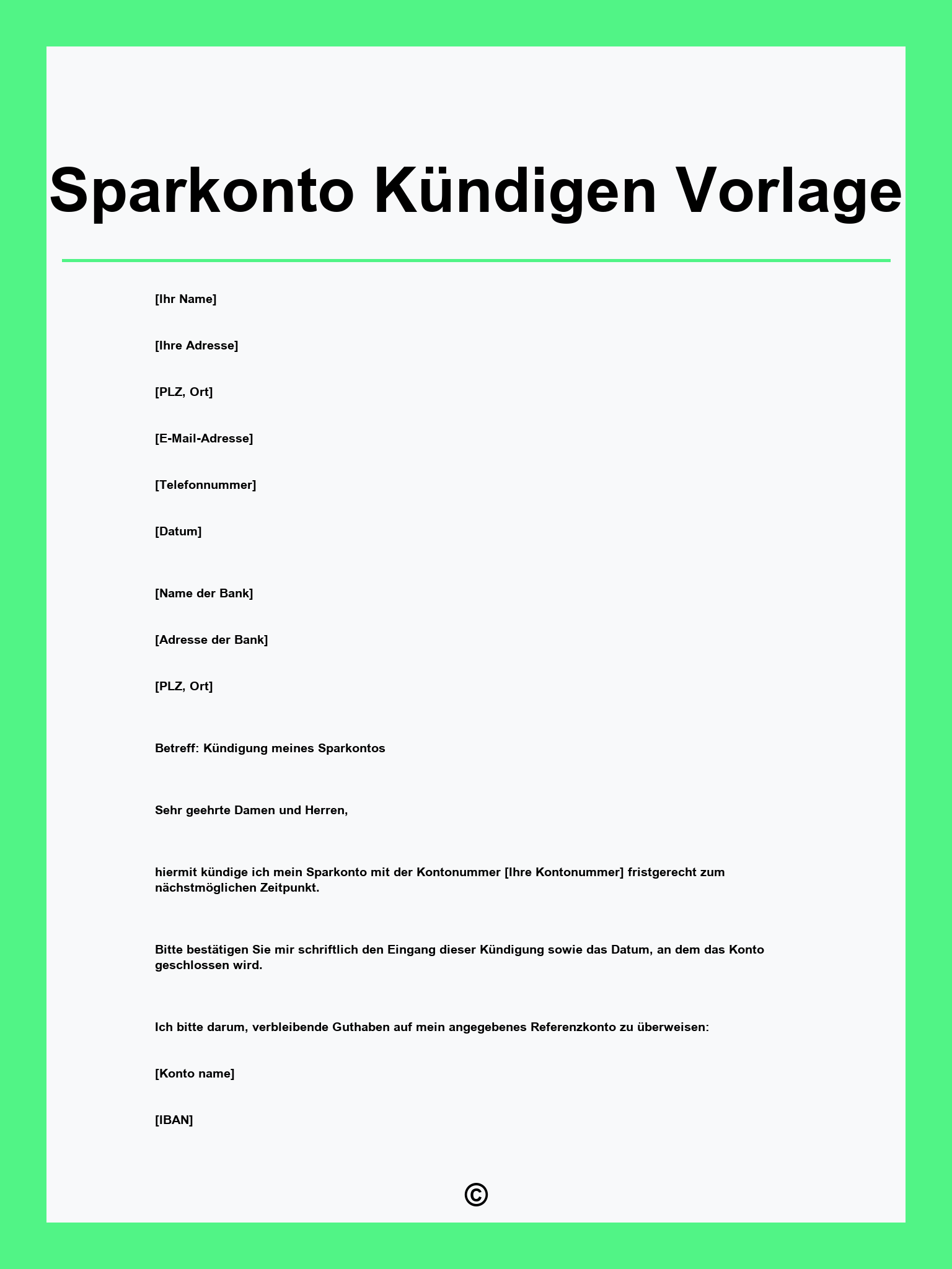 Sparkonto Kündigen Vorlage