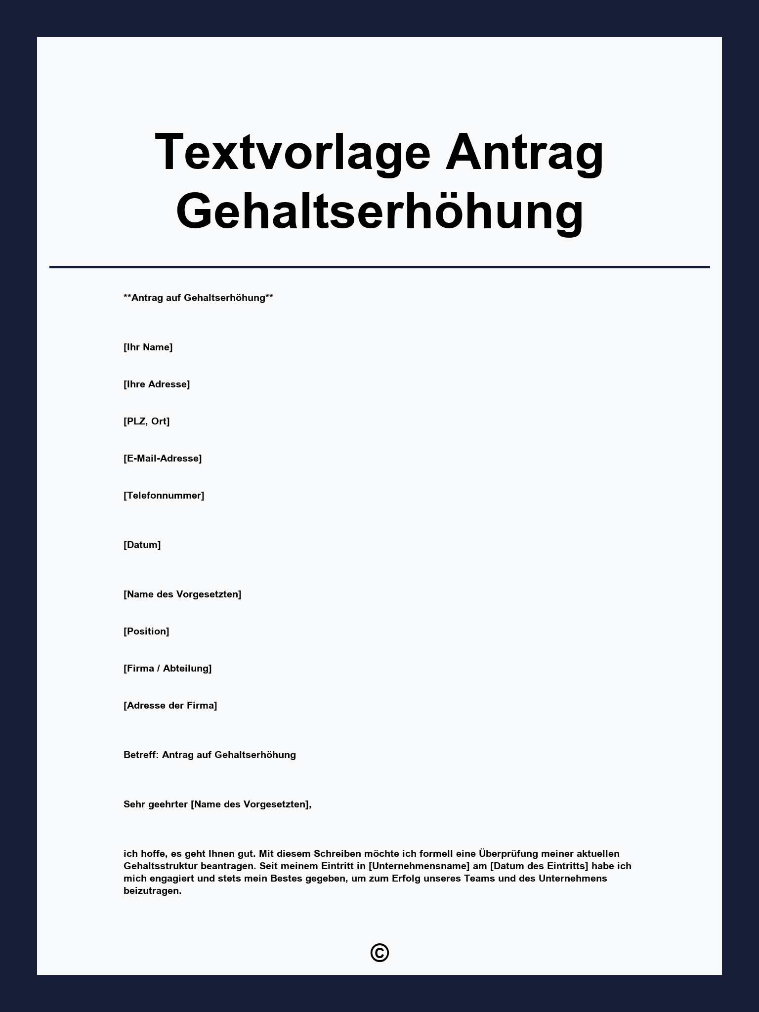 Textvorlage Antrag Gehaltserhöhung