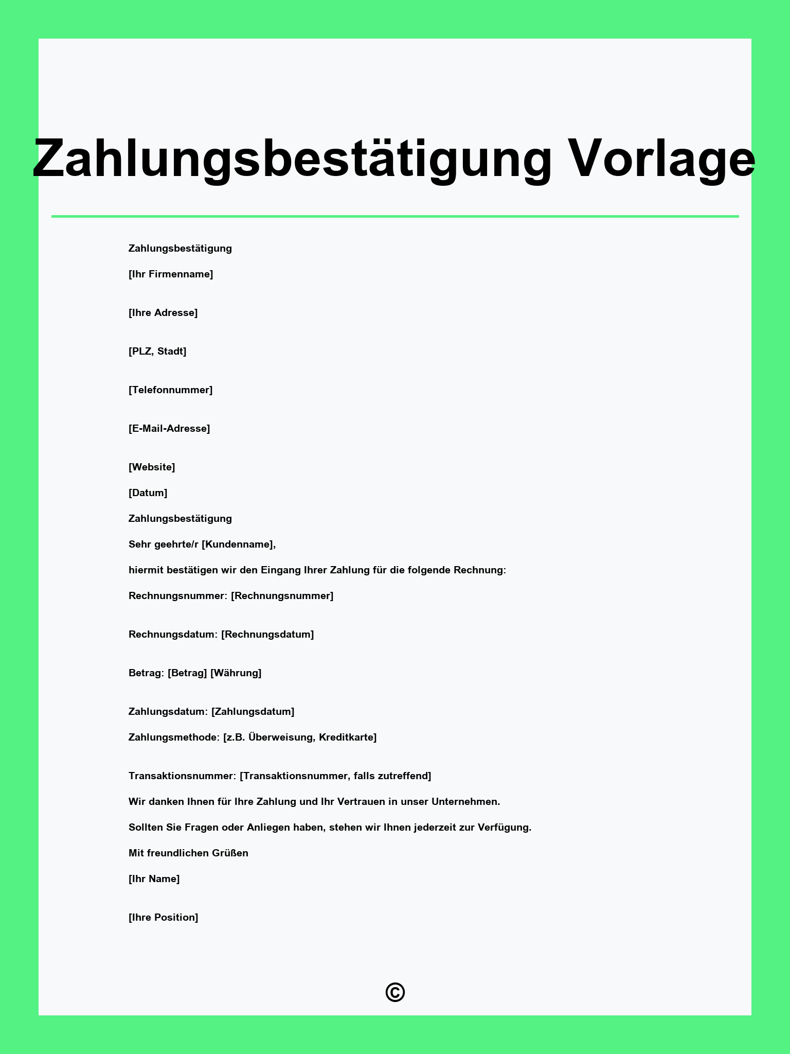 Zahlungsbestätigung Vorlage