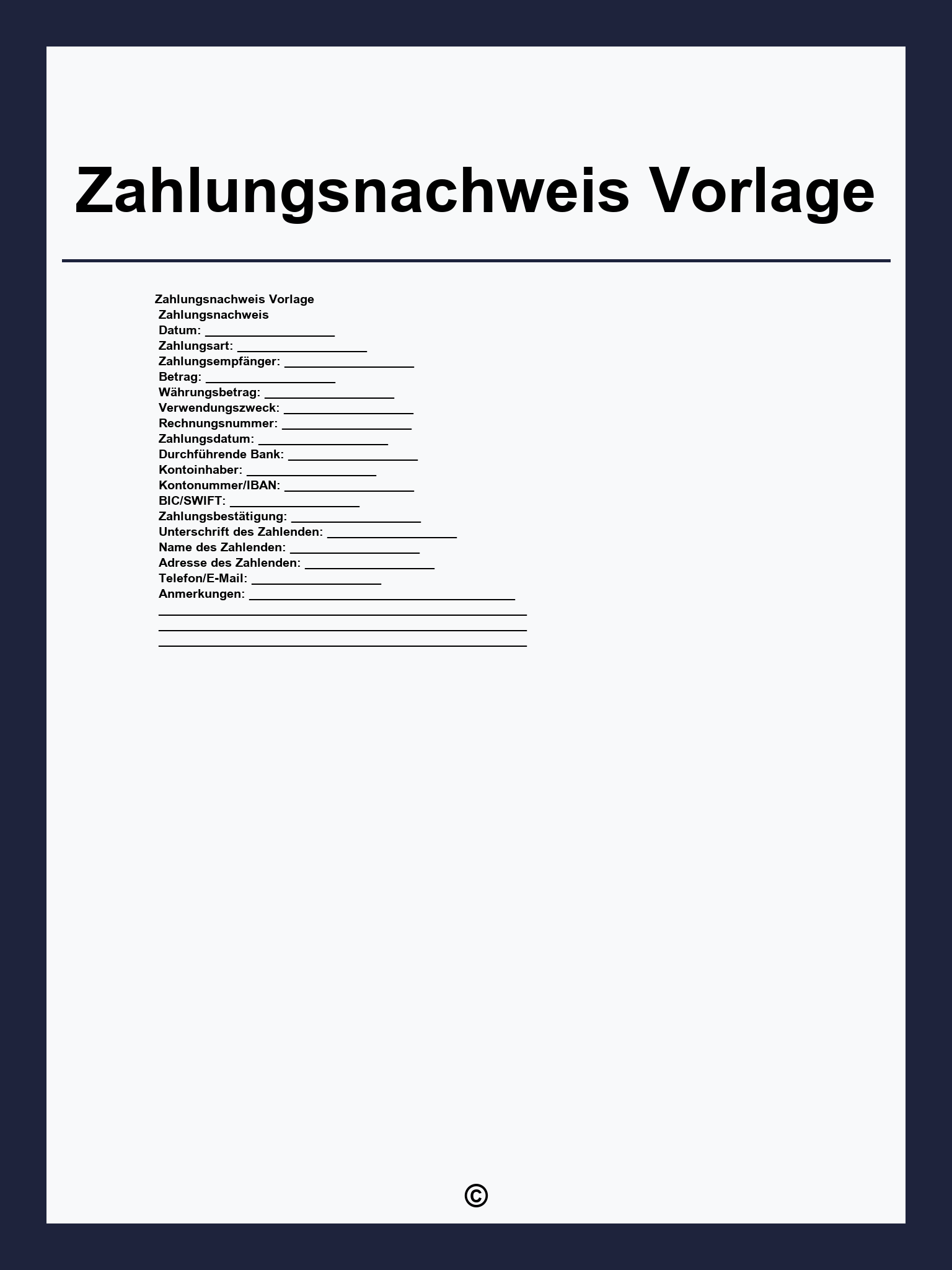 Zahlungsnachweis Vorlage